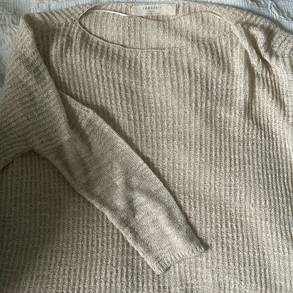 Zara Knit Beige Oversized Top Medium